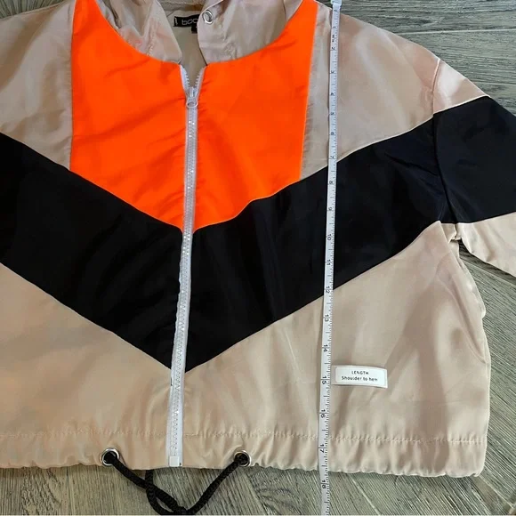 Boohoo- Cropped Hooded Paneled Windbreaker Jacket| Lightweight Polyester Size 12 - Picture 6 of 10